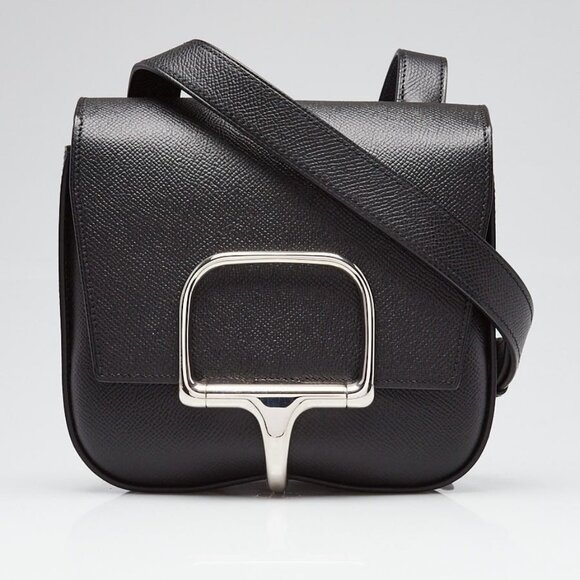 Hermes Black Epsom Leather Palladium Plated Mini Della Cavalleria Bag - Picture 1 of 10